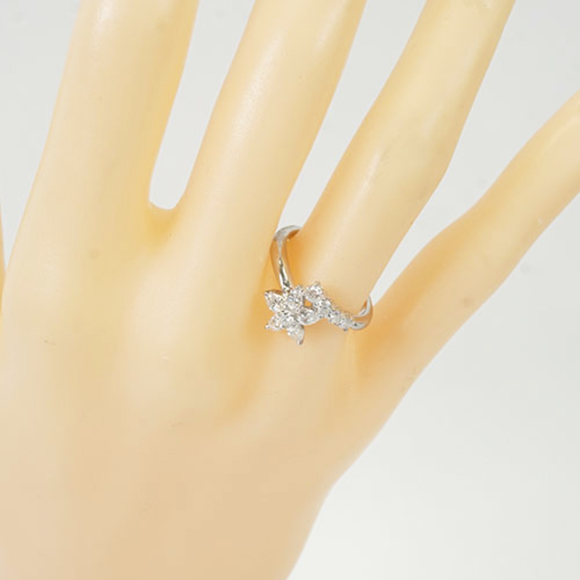 Ring Flower Motif Natural Diamond 0.62 ct Platinum 900 Ring - Picture 6 of 6
